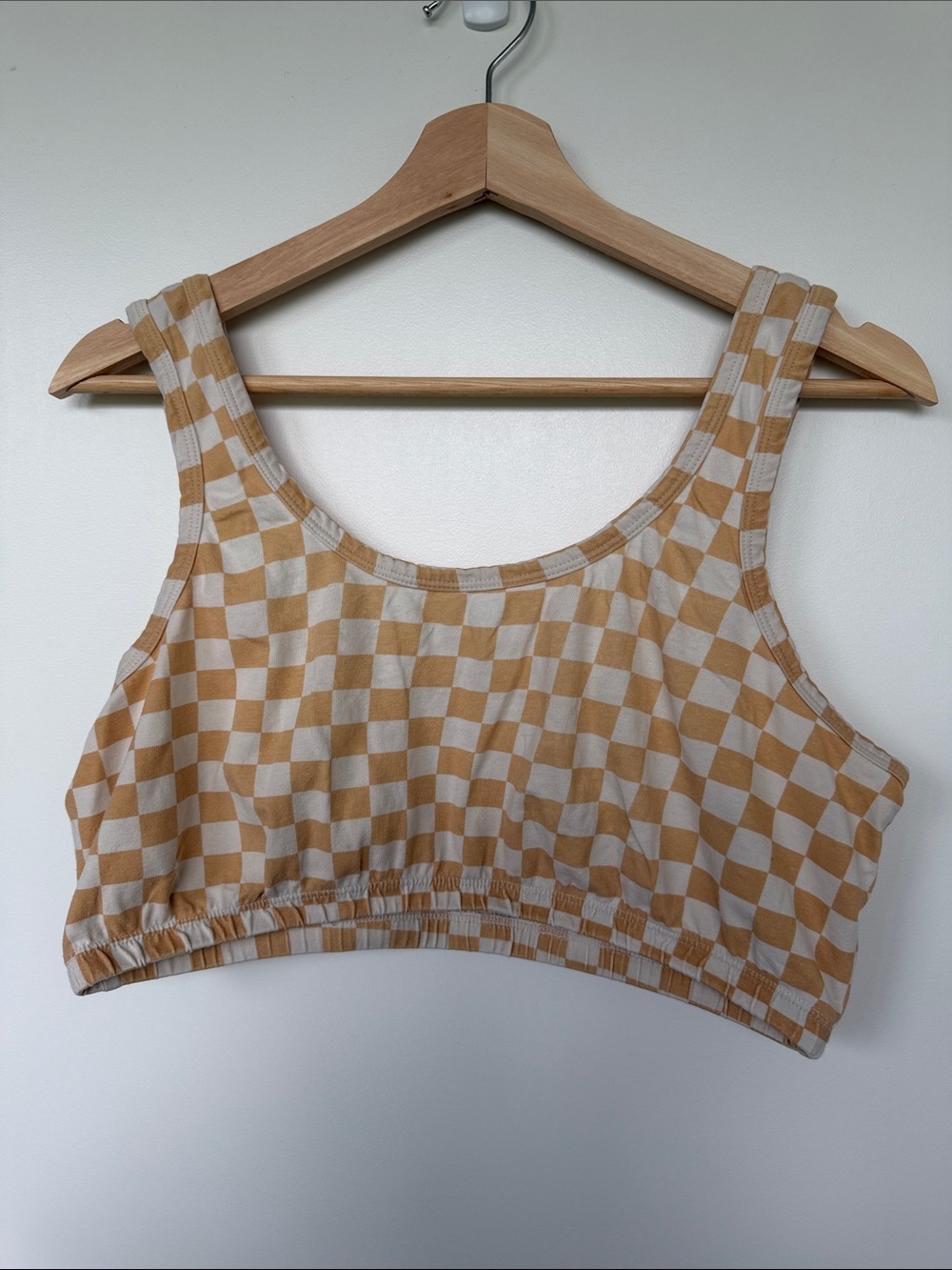 ARQ Checkerboard bralette - Beige & White checkerboard pattern 2X